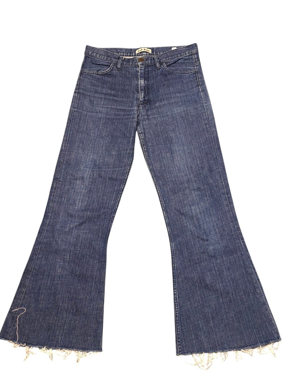 Vintage Acne Jeans Flare Bell Bottom Raw Hem Denim Pants Y2K Size 31 In